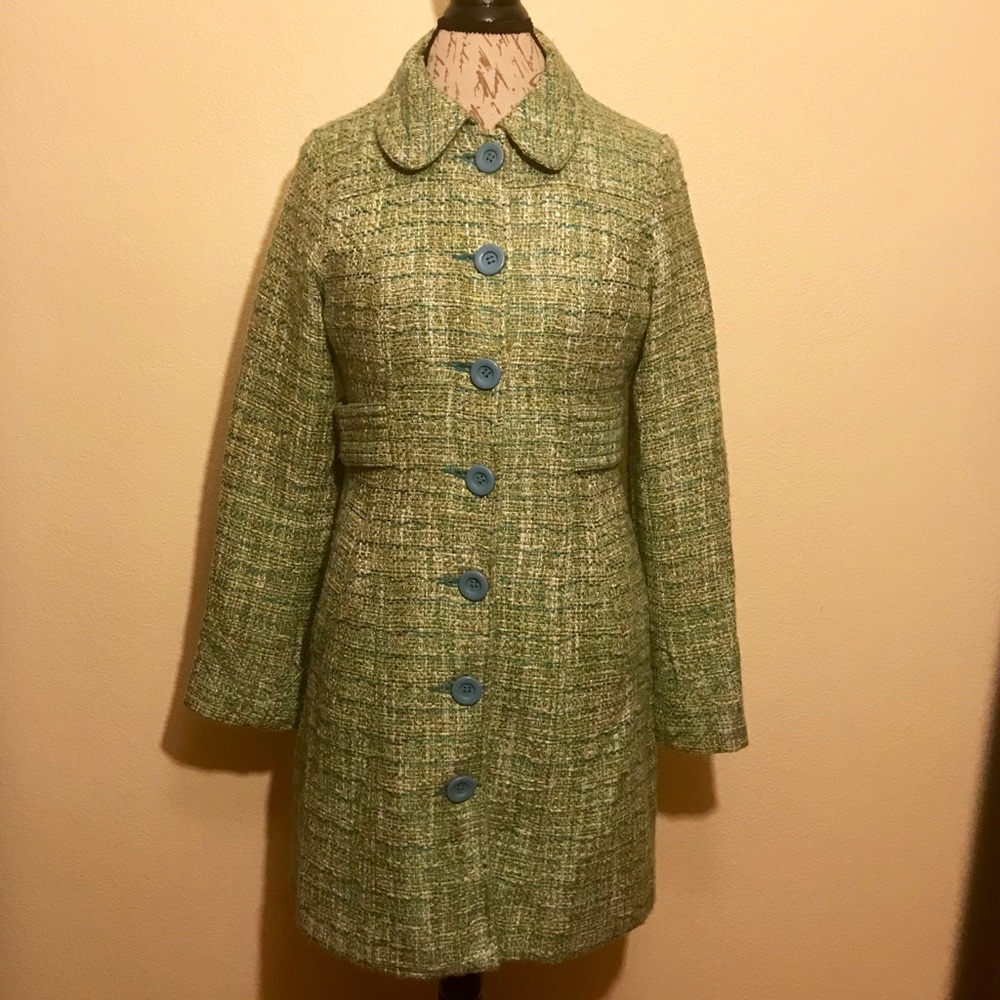 Woven Plaid Cute Used Coat - Size 10